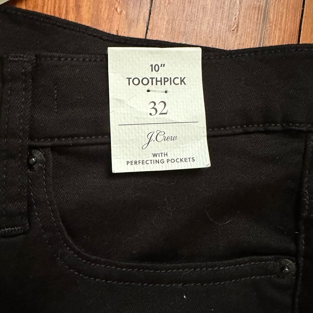 NWT J.Crew Black 10" Toothpick Jeans Size 32
